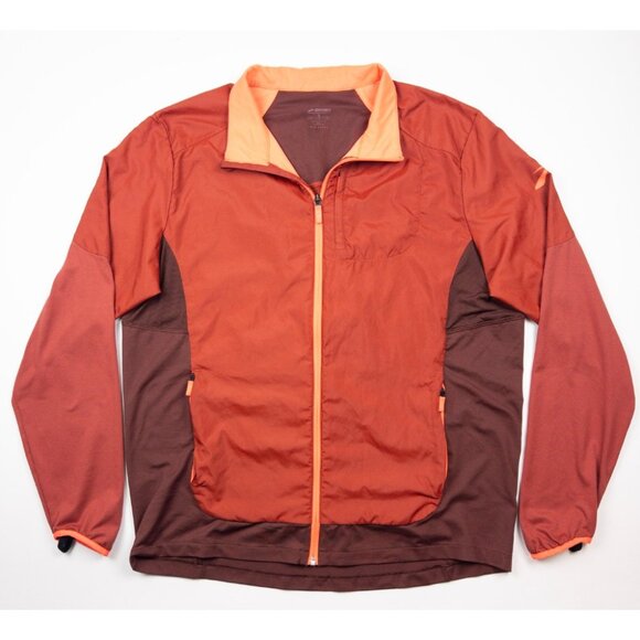 Brooks Running Jacket Men's Large Fusion Hybrid Orange Full Zip Windbreaker - Picture 1 of 13